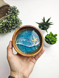 Acacia Wood Ocean Resin Bowl | Coastal Beach House Decor, Bestie Gift