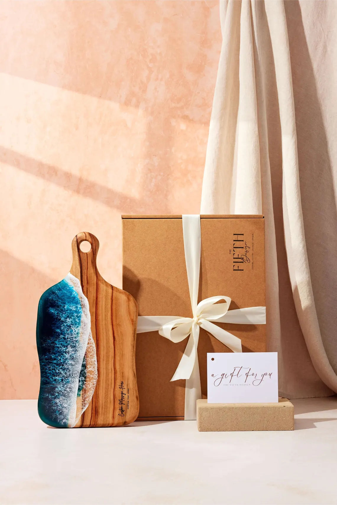 Personalized Engraved Ocean Resin Cheese Board | Unique Engagement & Wedding Gift for Couples