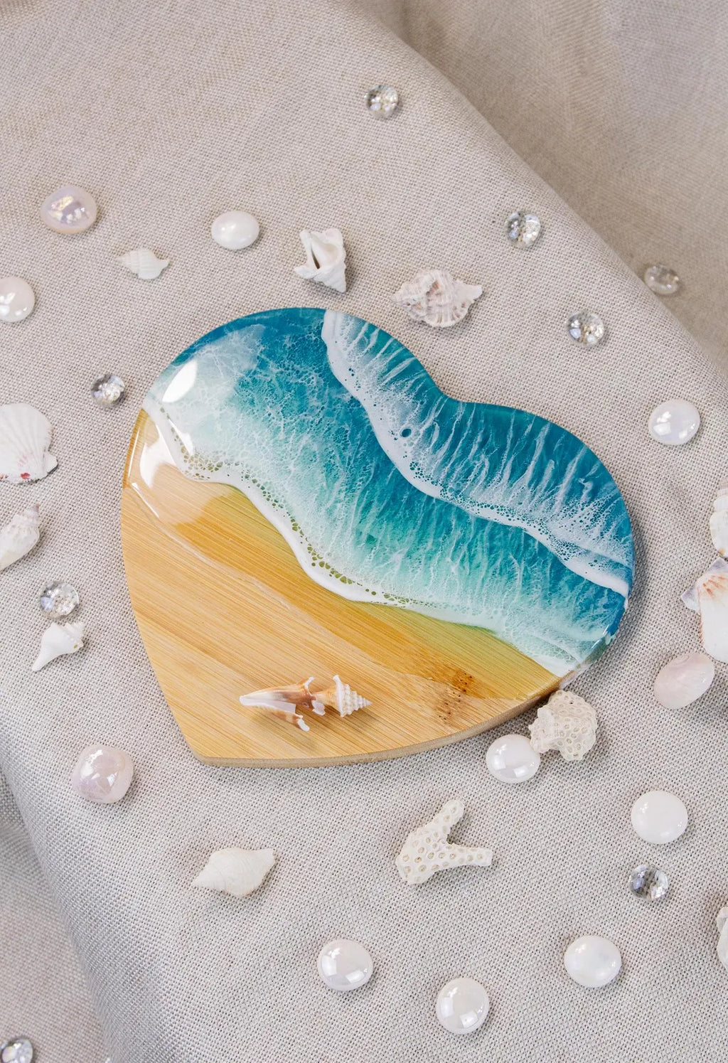 Ocean Epoxy Resin Waves Cheese Board | Beach Resin Art Serving Tray, Coastal Home Decor