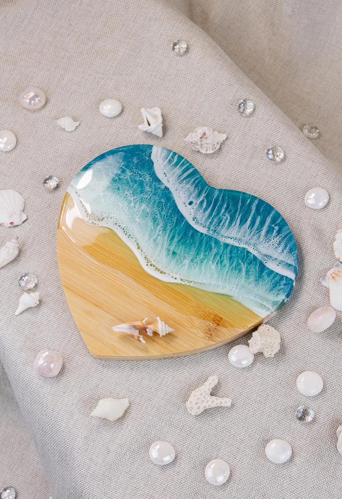 Ocean Epoxy Resin Waves Cheese Board | Beach Resin Art Serving Tray, Coastal Home Decor