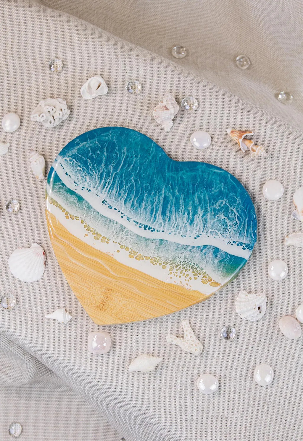 Ocean Epoxy Resin Waves Cheese Board | Beach Resin Art Serving Tray, Coastal Home Decor